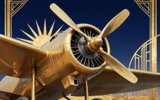Aviator Crash Game von Spribe mit goldenem Vintage-Flugzeug